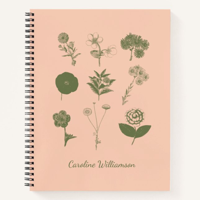 Personalisierte Vintage botanische Illustration Notizbuch (Vorderseite)
