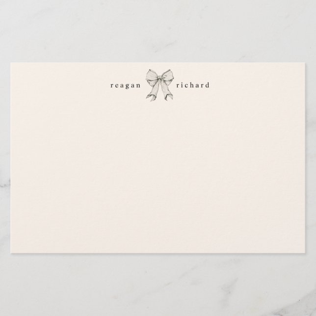 Personalisierte Vintage Bow Stationierungskarte Briefpapier (Vorderseite)