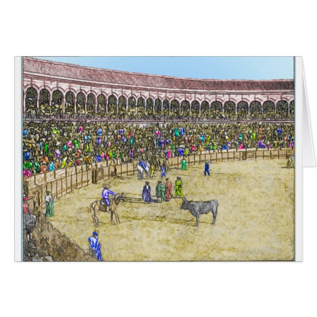 Personalisierte Vintage Bullfight-Karte (Vorderseite (Horizontal))