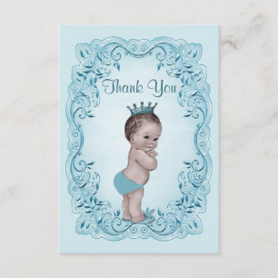 Personalisierte Vintage Dusche Prinz-Baby danken Dankeskarte