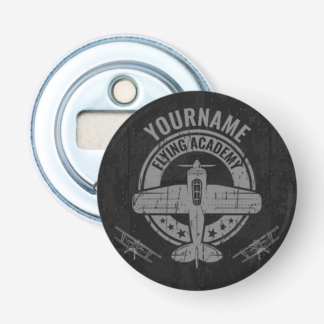 Personalisierte Vintage Flugzeugpilotenakademie Flaschenöffner (Vorderseite)
