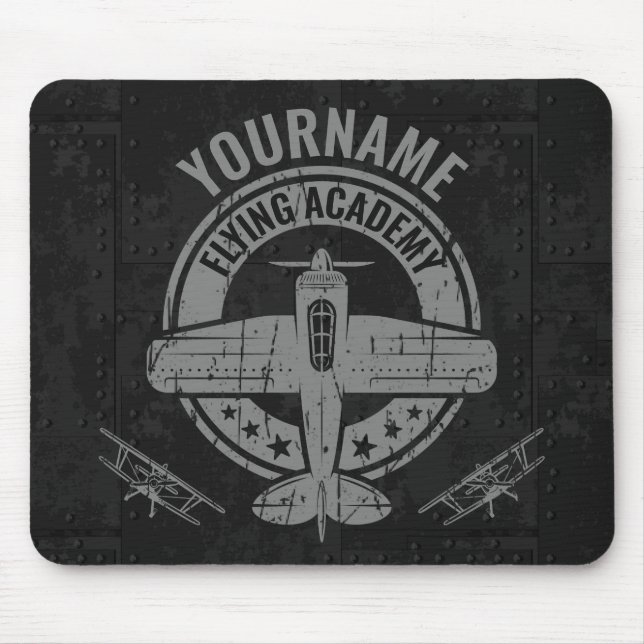 Personalisierte Vintage Flugzeugpilotenakademie Mousepad (Vorne)