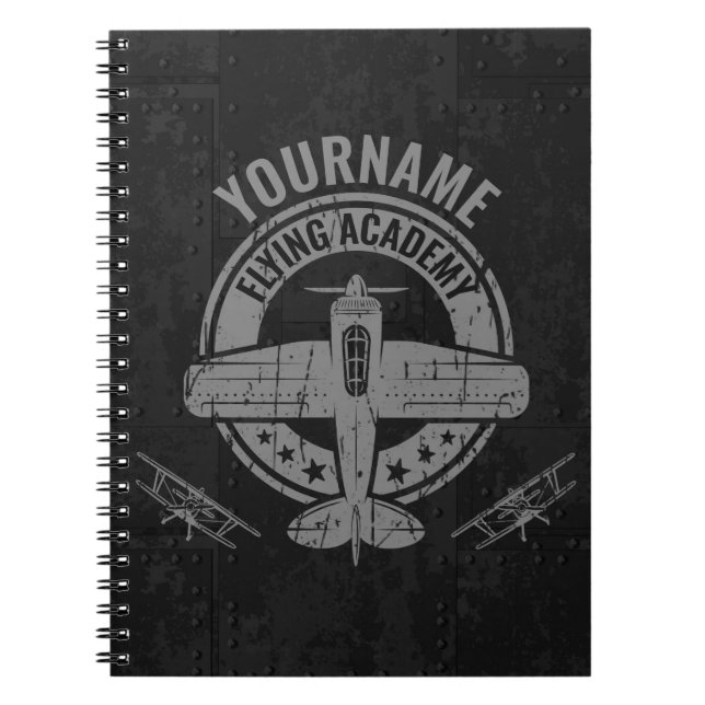 Personalisierte Vintage Flugzeugpilotenakademie Notizblock (Vorderseite)