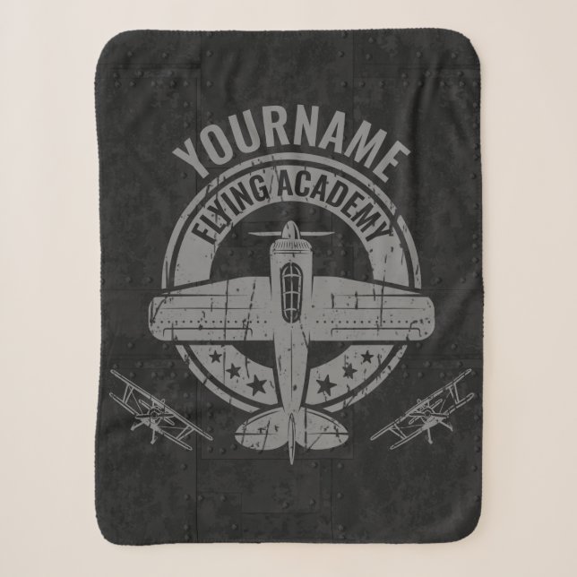 Personalisierte Vintage Flugzeugpilotenakademie Sherpadecke (Vorderseite)