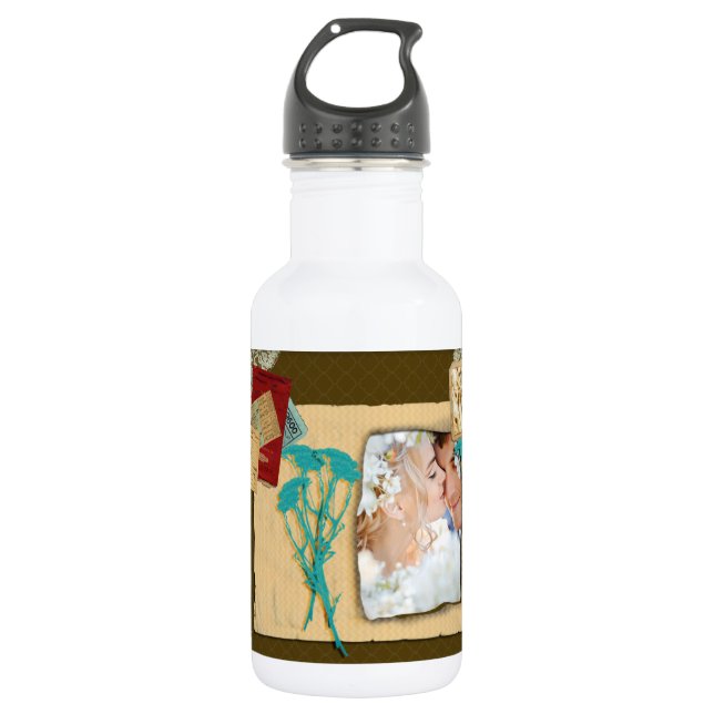 Personalisierte Vintage FotoCollage Trinkflasche (Vorderseite)