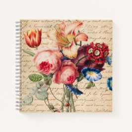 Personalisierte Vintage französische Blumenschrift Notizbuch