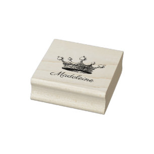 Personalisierte Vintage Französische Kronenholz-Br Gummistempel