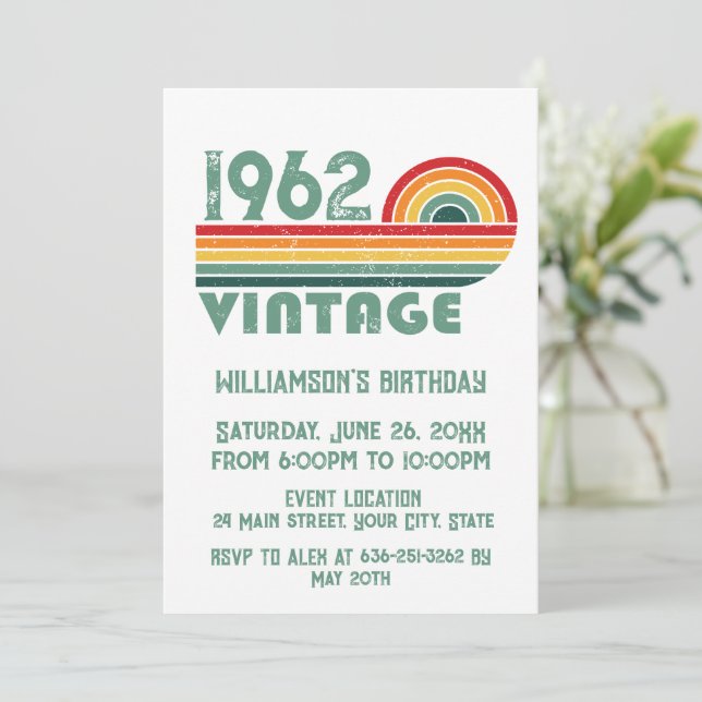 Personalisierte Vintage Geburtstagsgeschenke Einladung (Stehend Vorderseite)
