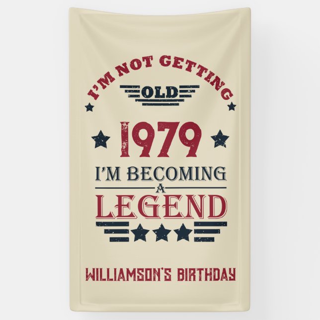 Personalisierte Vintage Geburtstagsgeschenke rot Banner (Vertikal)