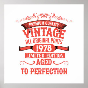 Personalisierte Vintage Geburtstagsgeschenke rot Poster