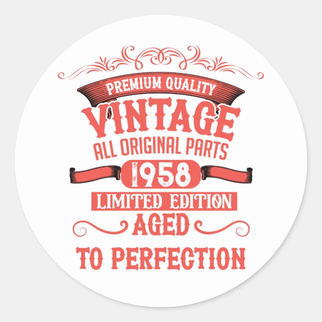 Personalisierte Vintage Geburtstagsgeschenke rot Runder Aufkleber (Vorderseite)