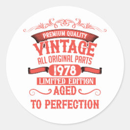 Personalisierte Vintage Geburtstagsgeschenke rot Runder Aufkleber