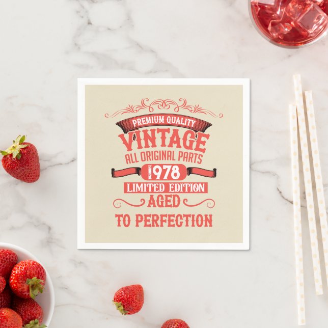 Personalisierte Vintage Geburtstagsgeschenke rot Serviette (Beispiel)