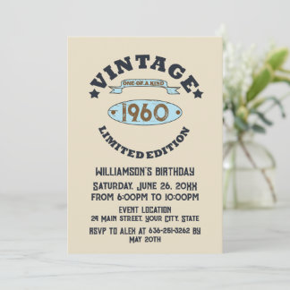 Personalisierte Vintage Geburtstagsparty Einladung