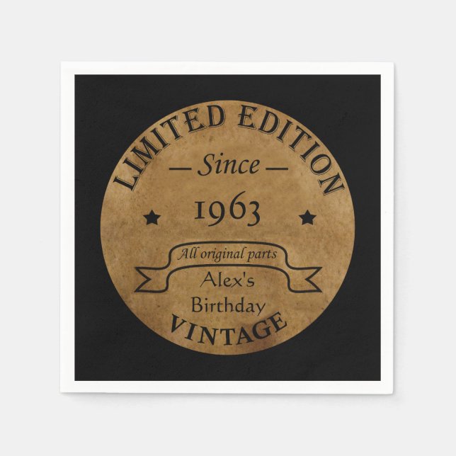 Personalisierte Vintage Geburtstagsparty Serviette (Vorderseite)