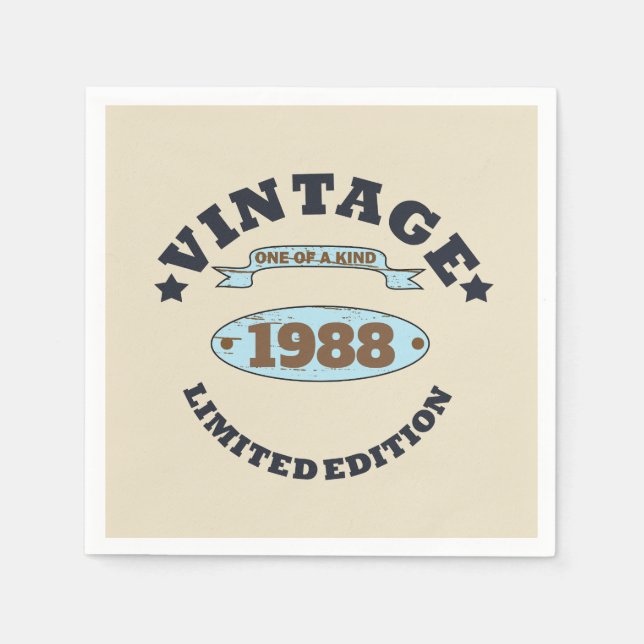 Personalisierte Vintage Geburtstagsparty Serviette (Vorderseite)