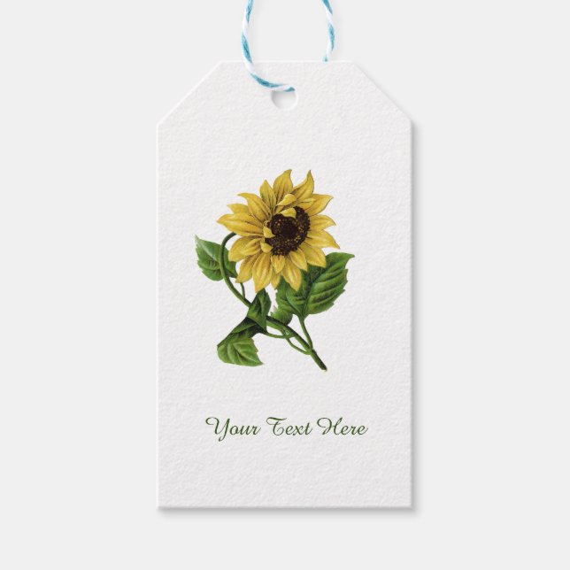 Personalisierte Vintage Gelbblüte Geschenkanhänger (Vorderseite)