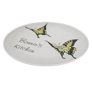 Personalisierte Vintage gelbe schwarze Schneidebrett