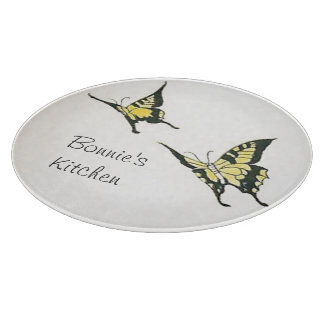 Personalisierte Vintage gelbe schwarze Schneidebrett