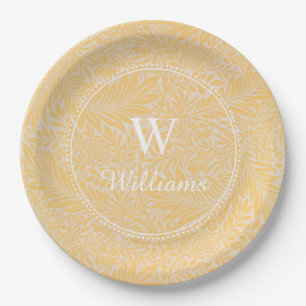 Personalisierte Vintage Gold Larkspur Blume Pappteller