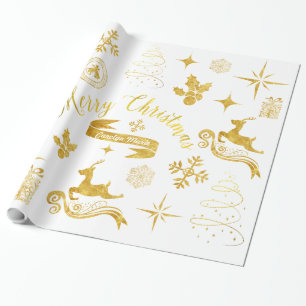 Personalisierte Vintage Goldweihnachtsverpackung Geschenkpapier