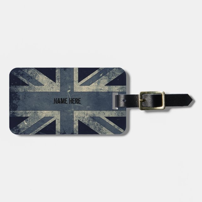 Personalisierte Vintage Grunge Gepäckanhänger (Vorderseite horizontal)