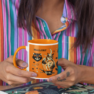 Personalisierte Vintage Halloween-Grafiken Tasse