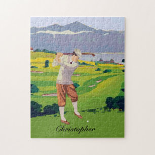 Personalisierte Vintage-Hochland-Golfszene