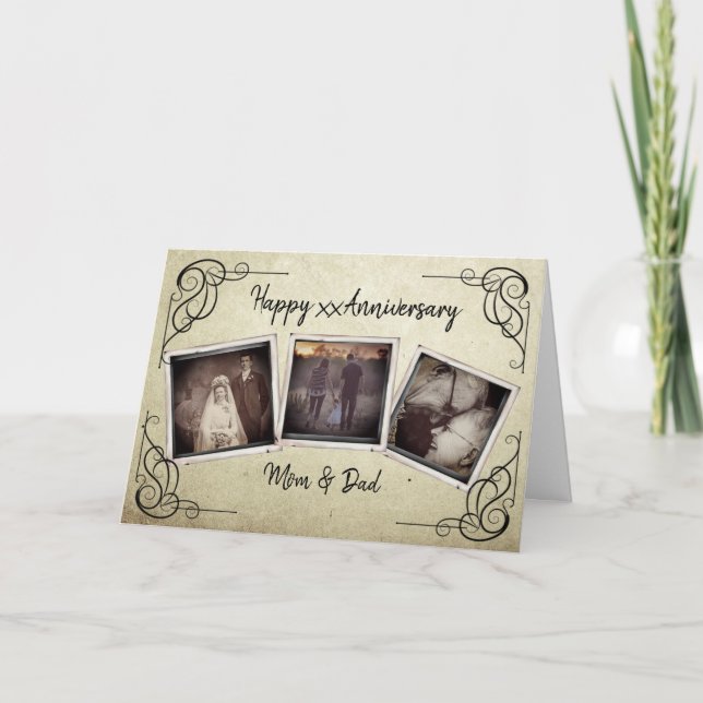 Personalisierte Vintage Jubiläumsfotokarte Karte (Vorderseite)