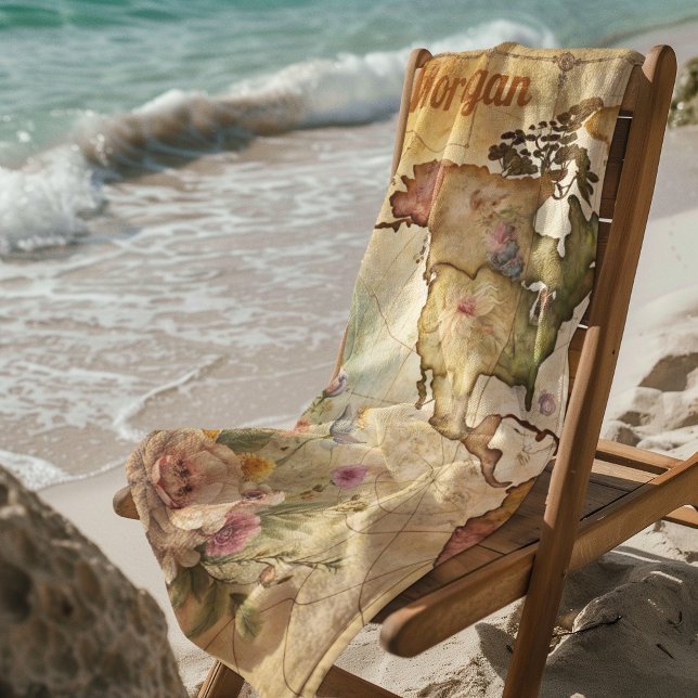 Personalisierte Vintage Karte Strandtuch (Von Creator hochgeladen)