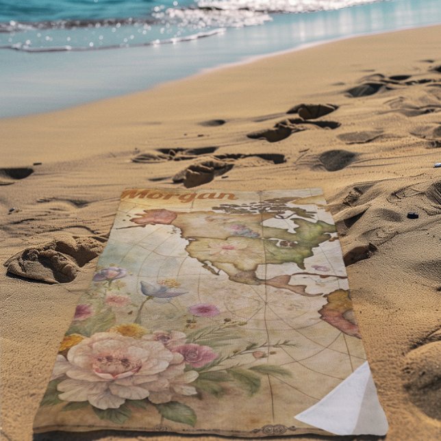 Personalisierte Vintage Karte Strandtuch (Von Creator hochgeladen)