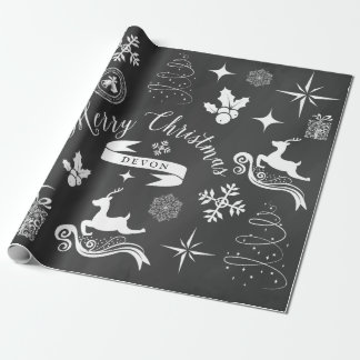 Personalisierte Vintage-Kreidetafel-Weihnachtsverp Geschenkpapier