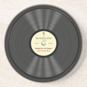 Personalisierte Vintage Mikrofon-Vinylaufzeichnung Untersetzer