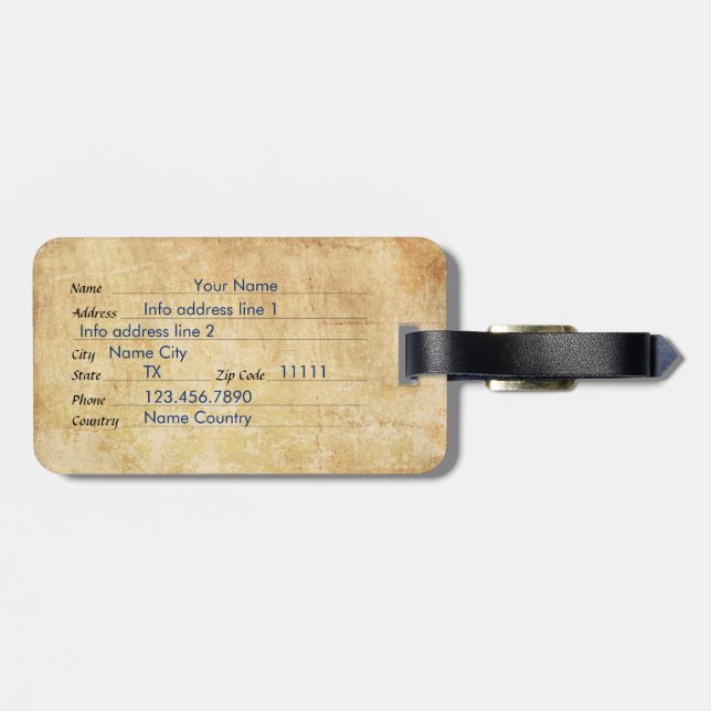 Personalisierte Vintage Patriotische Amerikanische Gepäckanhänger (Rückseite horizontal)