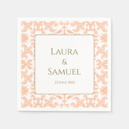 Personalisierte Vintage Peach Wedkins Napkins Serviette