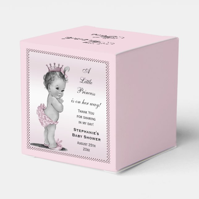 Personalisierte Vintage Princess Baby Vielen Dank Geschenkschachtel (Rückseite)