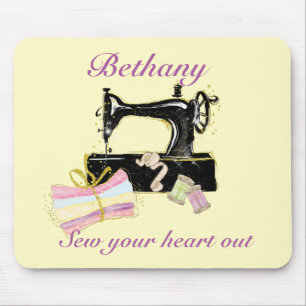 Personalisierte Vintage-Quilt-Nähmaschine Mousepad