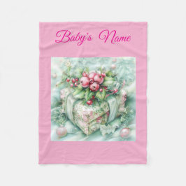 Personalisierte Vintage-Rosa-Weihnachts-Babydcke – Fleecedecke