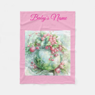 Personalisierte Vintage-Rosa-Weihnachts-Babydcke Fleecedecke