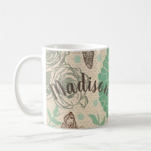 Personalisierte Vintage Rose Kaffeetasse