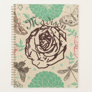 Personalisierte Vintage Rose Planer