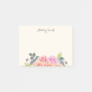 Personalisierte Vintage-Rosen-Blumen-Mädchen-Blume Post-it Klebezettel
