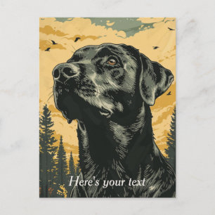 Personalisierte Vintage Schwarze Labrador-Posters Postkarte