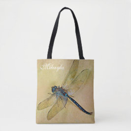 Personalisierte Vintage Tolstoy Blau-Libelle Tasche