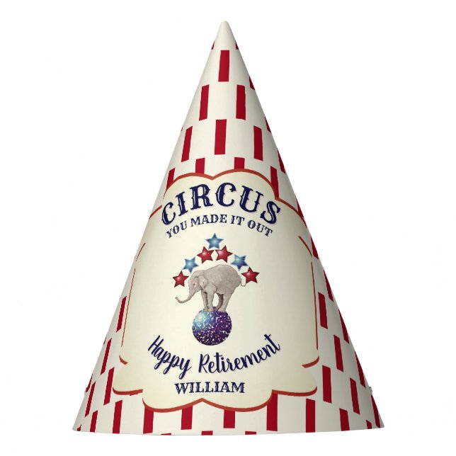 Personalisierte Vintage Versorgung des Zirkus Partyhütchen (Vorderseite)