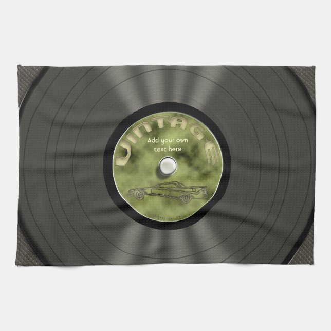 Personalisierte Vintage Vinylaufzeichnung Handtuch (Horizontal)