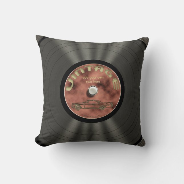 Personalisierte Vintage Vinylaufzeichnung Kissen (Vorderseite)