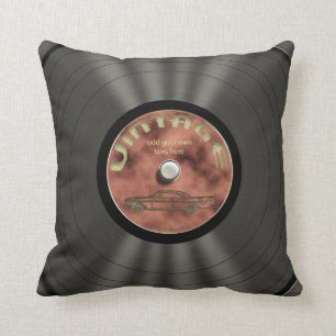 Personalisierte Vintage Vinylaufzeichnung Kissen