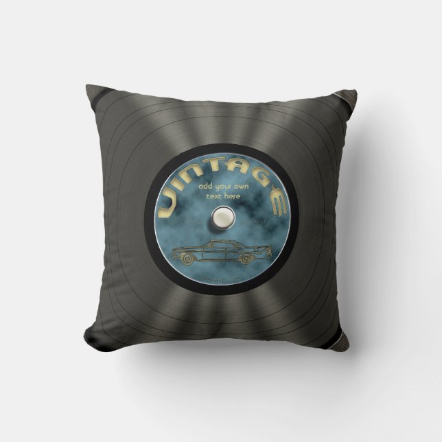 Personalisierte Vintage Vinylaufzeichnung Kissen (Vorderseite)