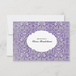 Personalisierte Vintage-Violette-Damask-Karte Mitteilungskarte